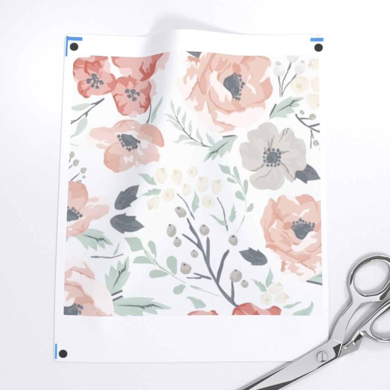 Soft Meadow Floral Hibiscus Coral Girl Sage Berries Flowers Blush Pink Green Wedding Modern Nursery Watercolor Girls Custom Printed Fabric by Spoonflower Various Fabrics by the Yard or Fat Quarter
